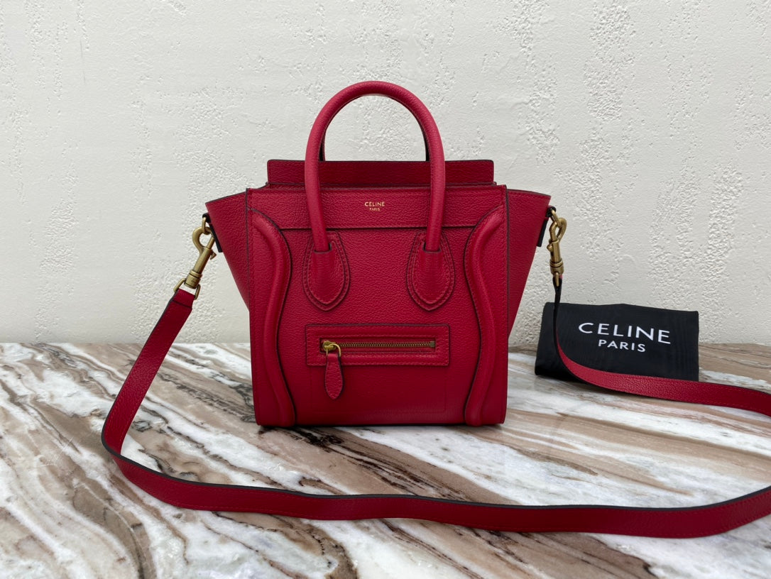 Top Quality Nano LuGucciage Bag In Drummed Red For Women 8in/20cmÂ 