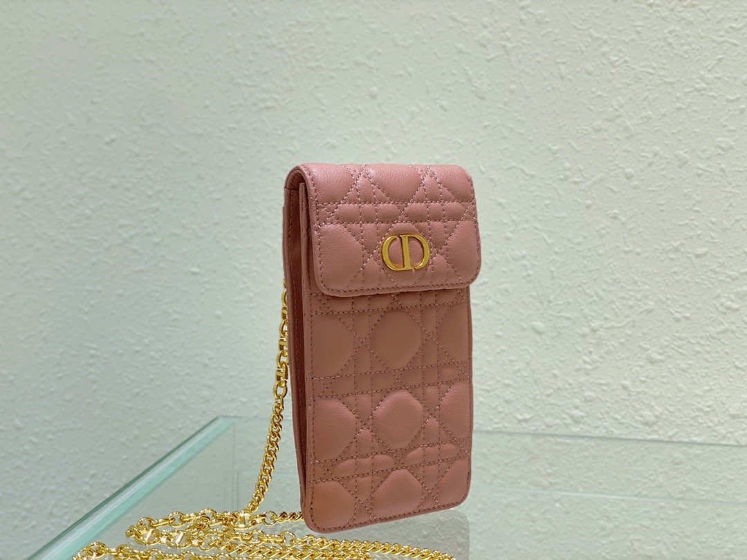 Top Quality Caro Phone Holder With Chain Pink, For Women, Womens Handbags 7.5in/18.5cm CD S5105UWHC_M50P