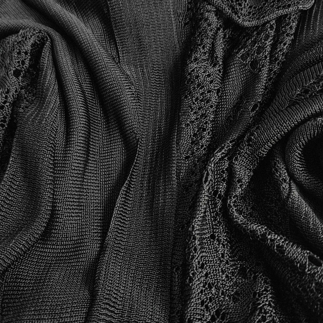 CHANEL 2005   black pointelle long sleeve dress