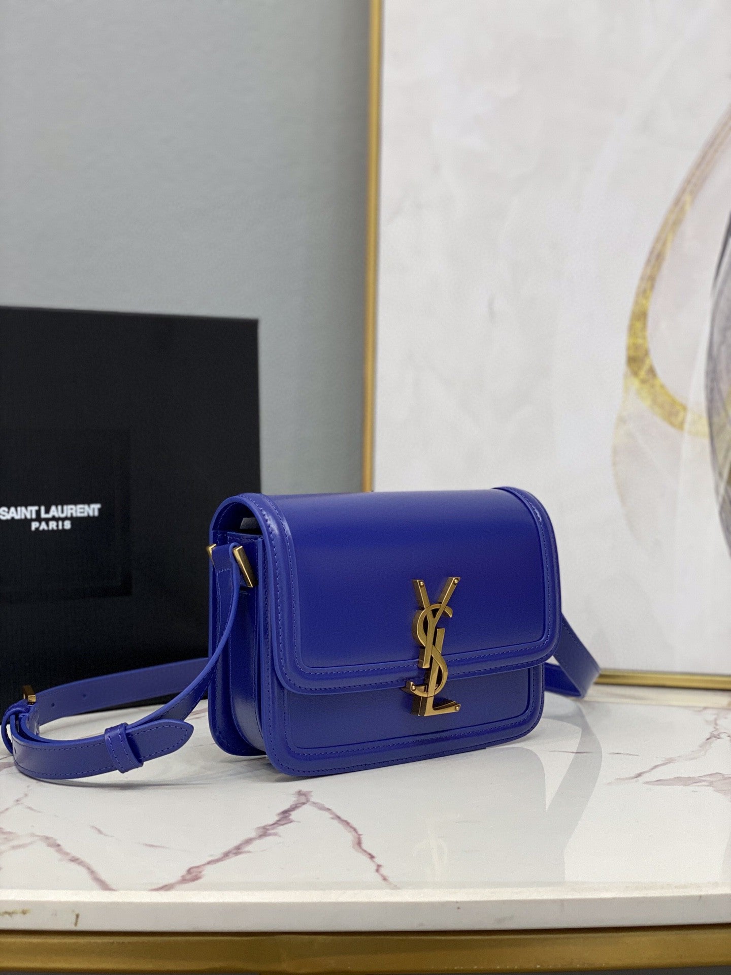YSSL Solferino Small Satchel In Box Navy Blue For Women  7in/19cm YSL 