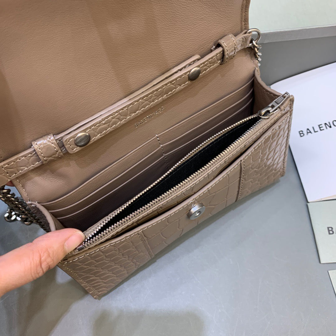 Top Quality Downtown Small Shoulder Bag With Chain Brown, For Women,  Bags 11.8in/30cm