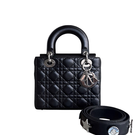 Dior Lady Small Flap - Cannage Lambskin Black Silver Hardware