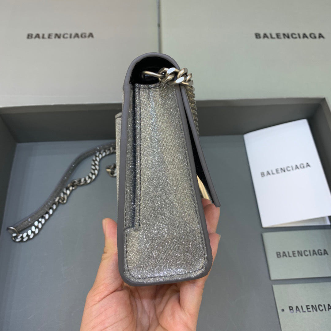 Top Quality Hourglass Wallet On Chain in Golden Gray, For Women,  Bags 9in/23cm