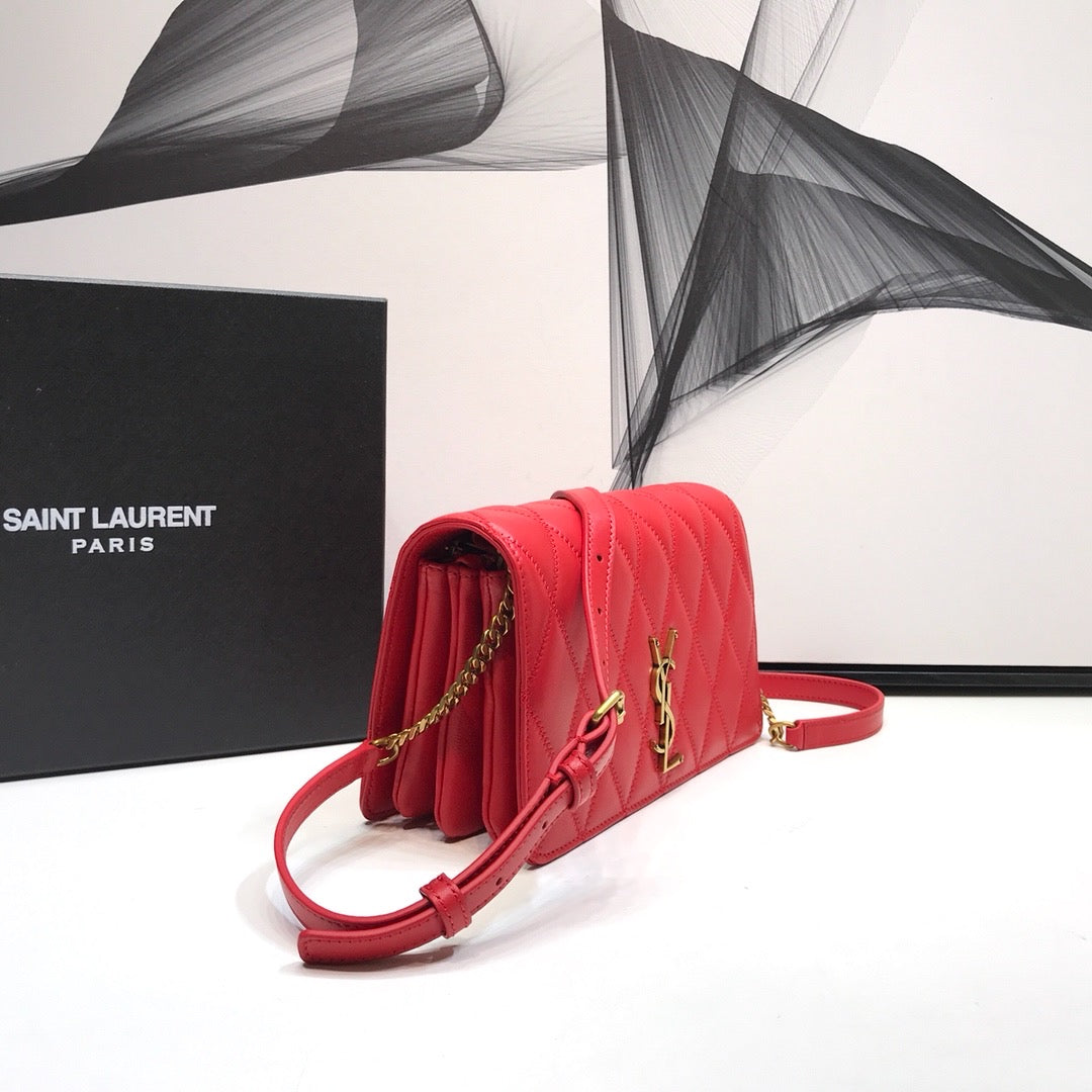 YSSL Angie Patent Handbag Red For Women 8in/22cm YSL