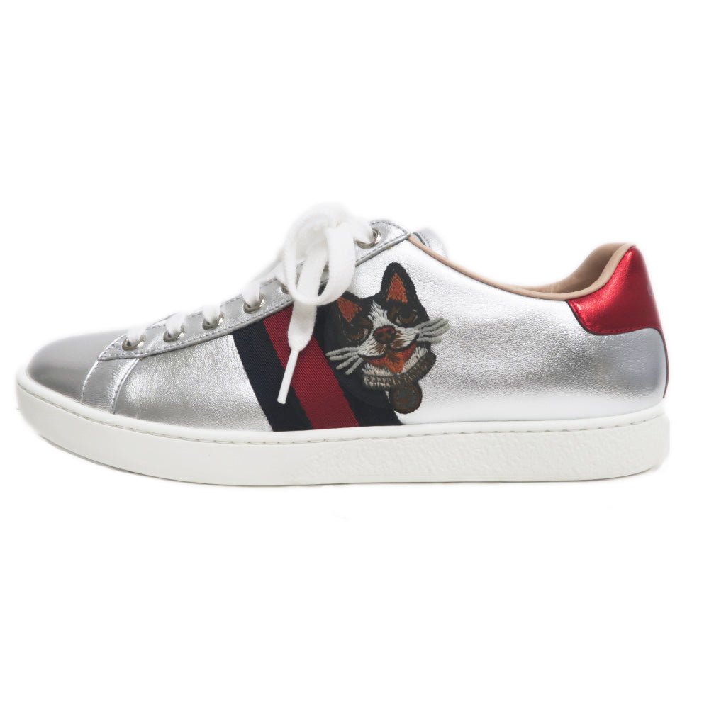 Gucci Ace Embroidery Trainers Size 37 Silver