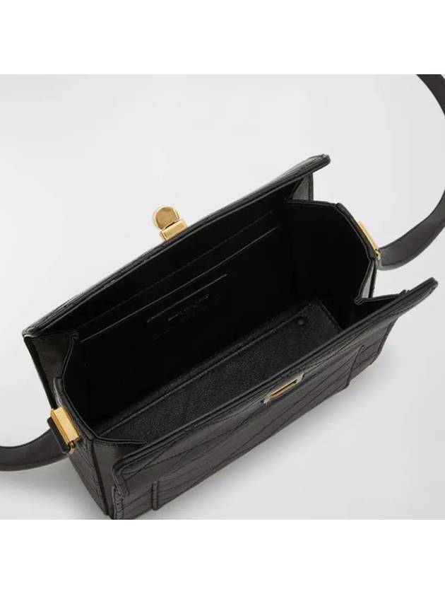 Luxury Saint Laurent Trending 2025 Quilted Lambskin Leather Mini Square Cross Bag Black