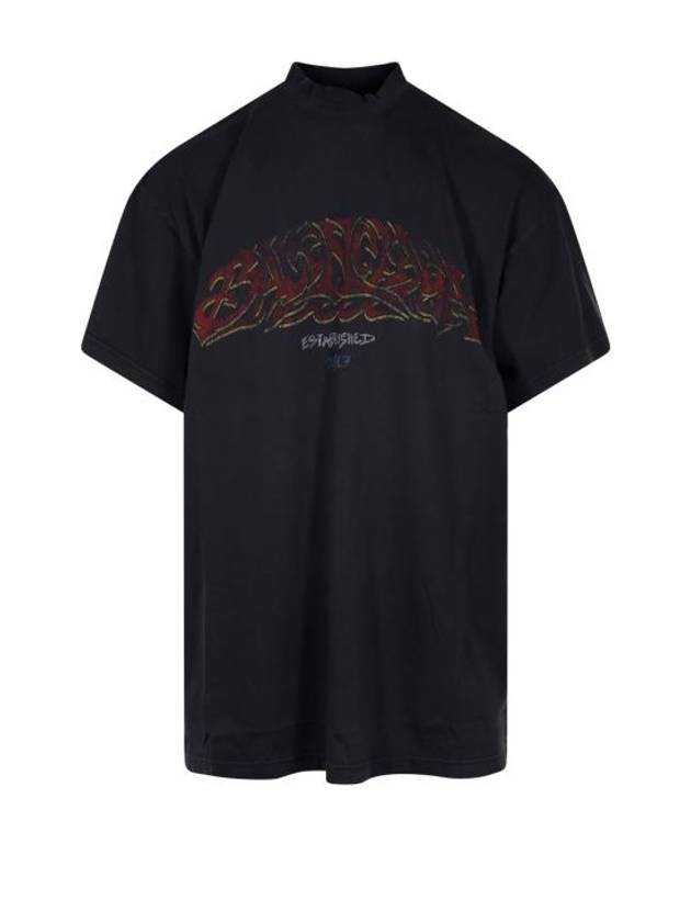 Luxury Balenciaga Trending 2025 Offshore Oversized Short Sleeve T-Shirt Black Faded