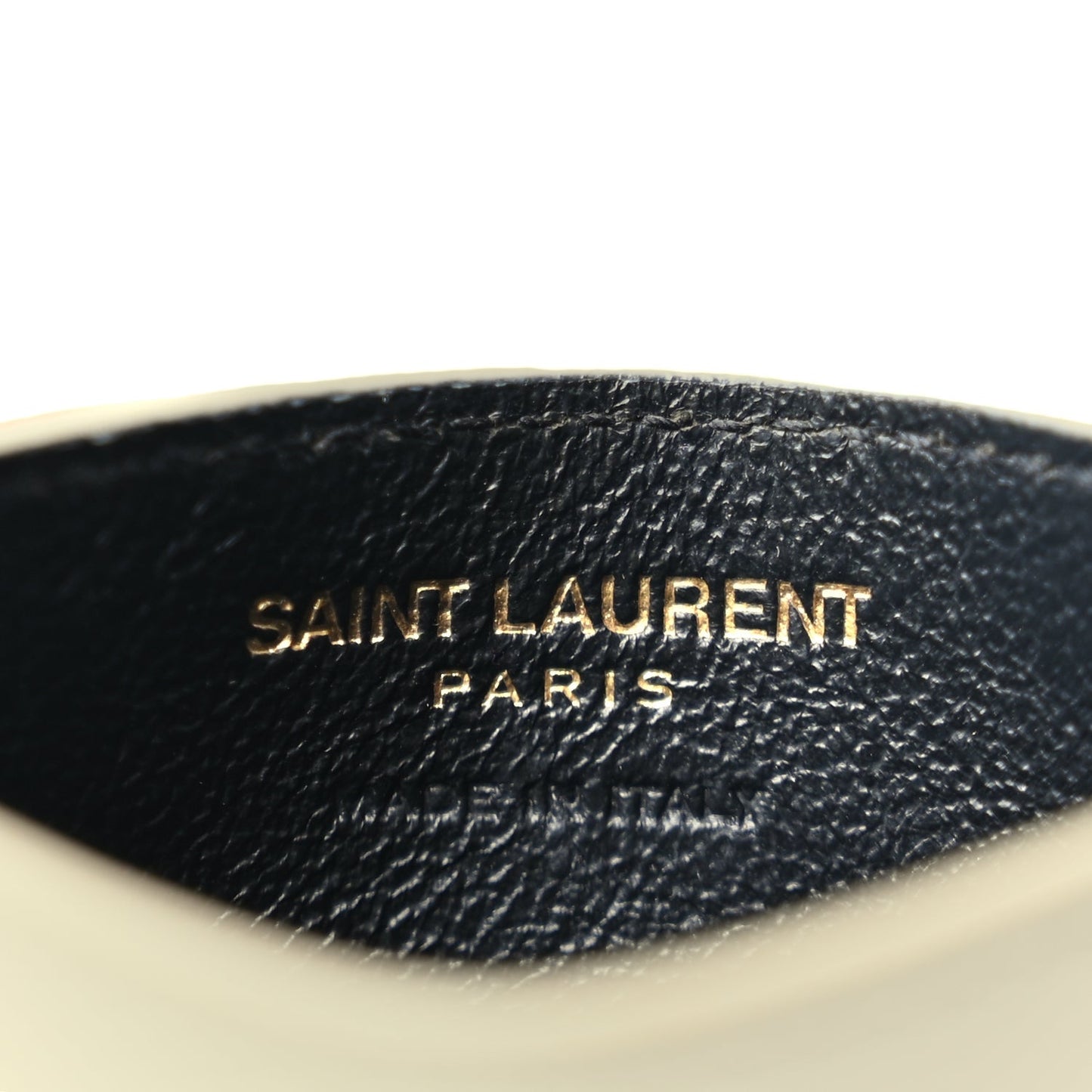 Saint Laurent Grain De Poudre Matelasse Chevron Monogram Credit Card Case Crema Soft