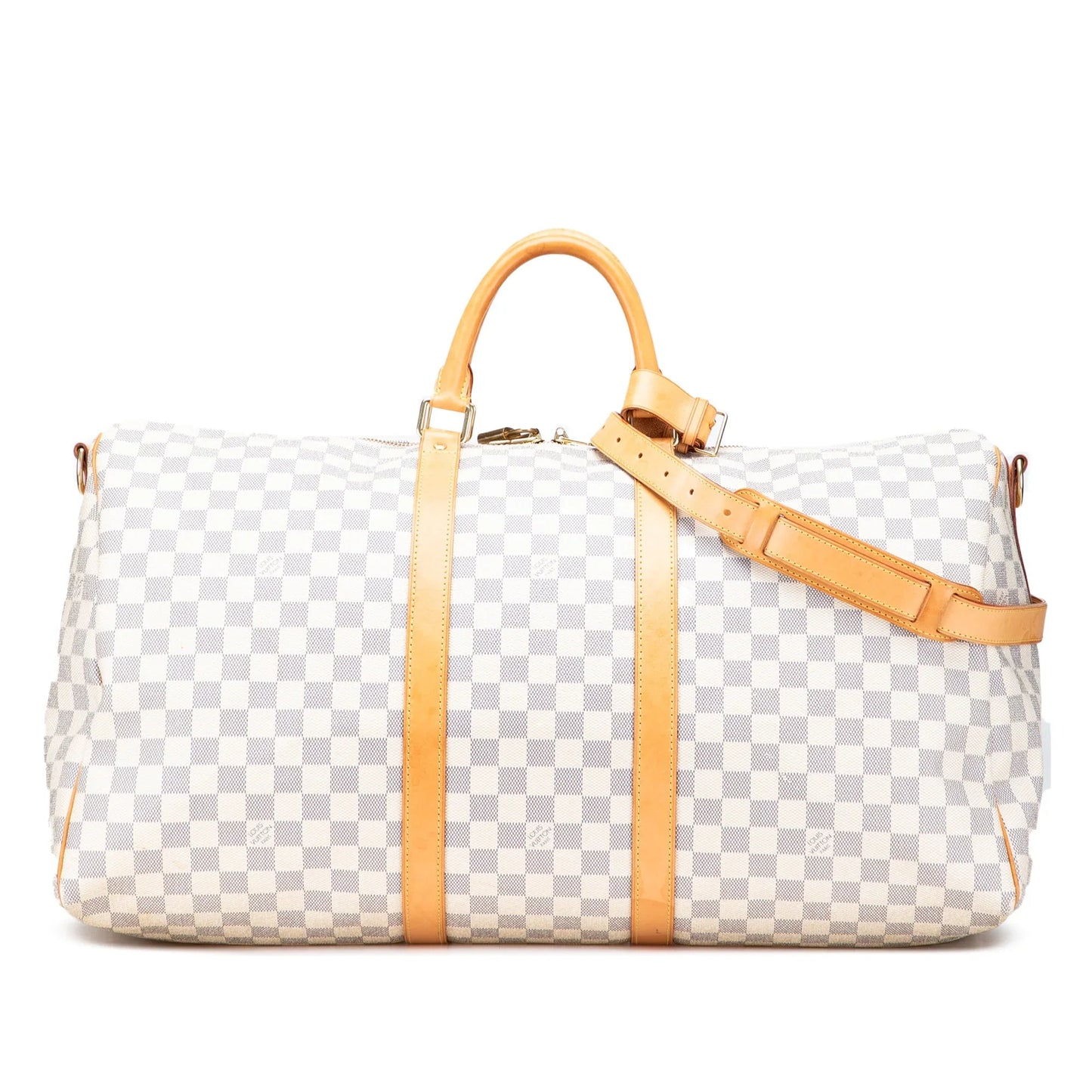 White Louis Vuitton Damier Azur Keepall Bandouliere 55 Travel Bag