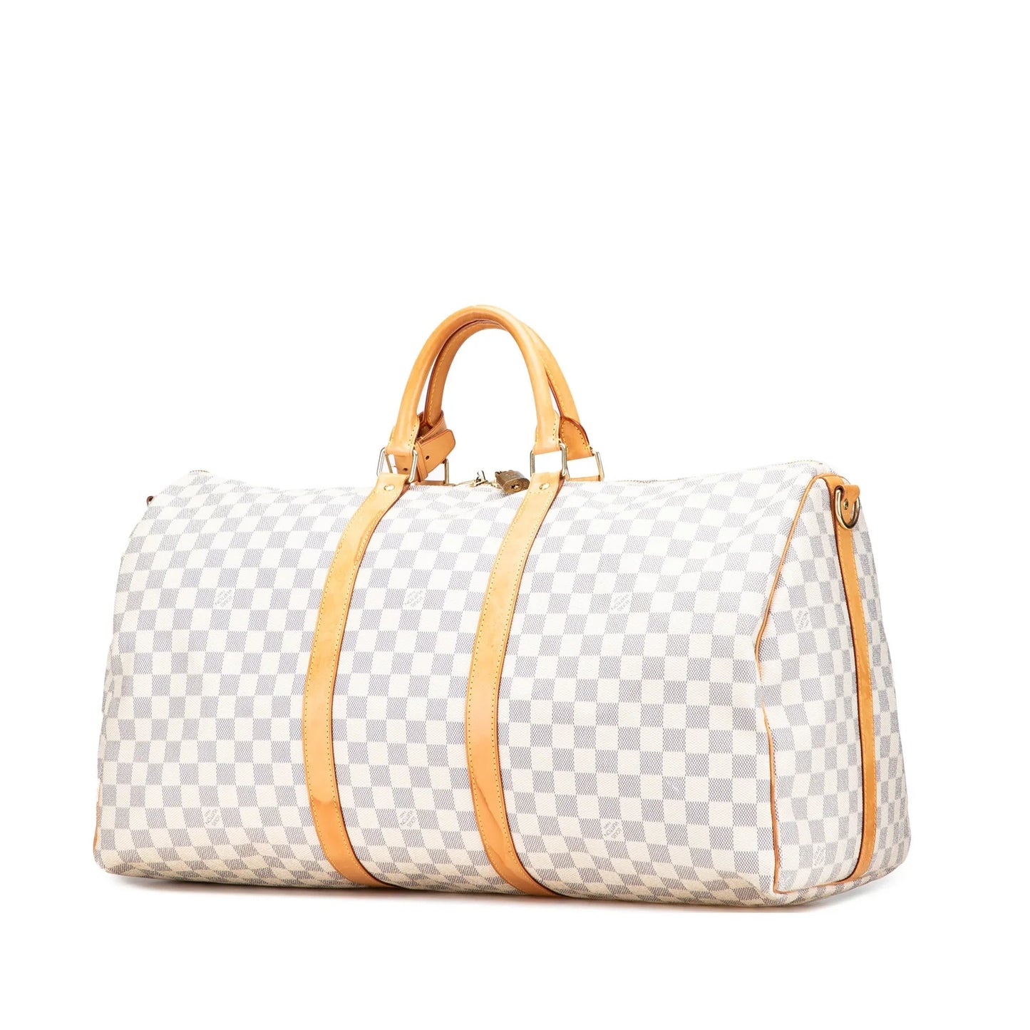 White Louis Vuitton Damier Azur Keepall Bandouliere 55 Travel Bag