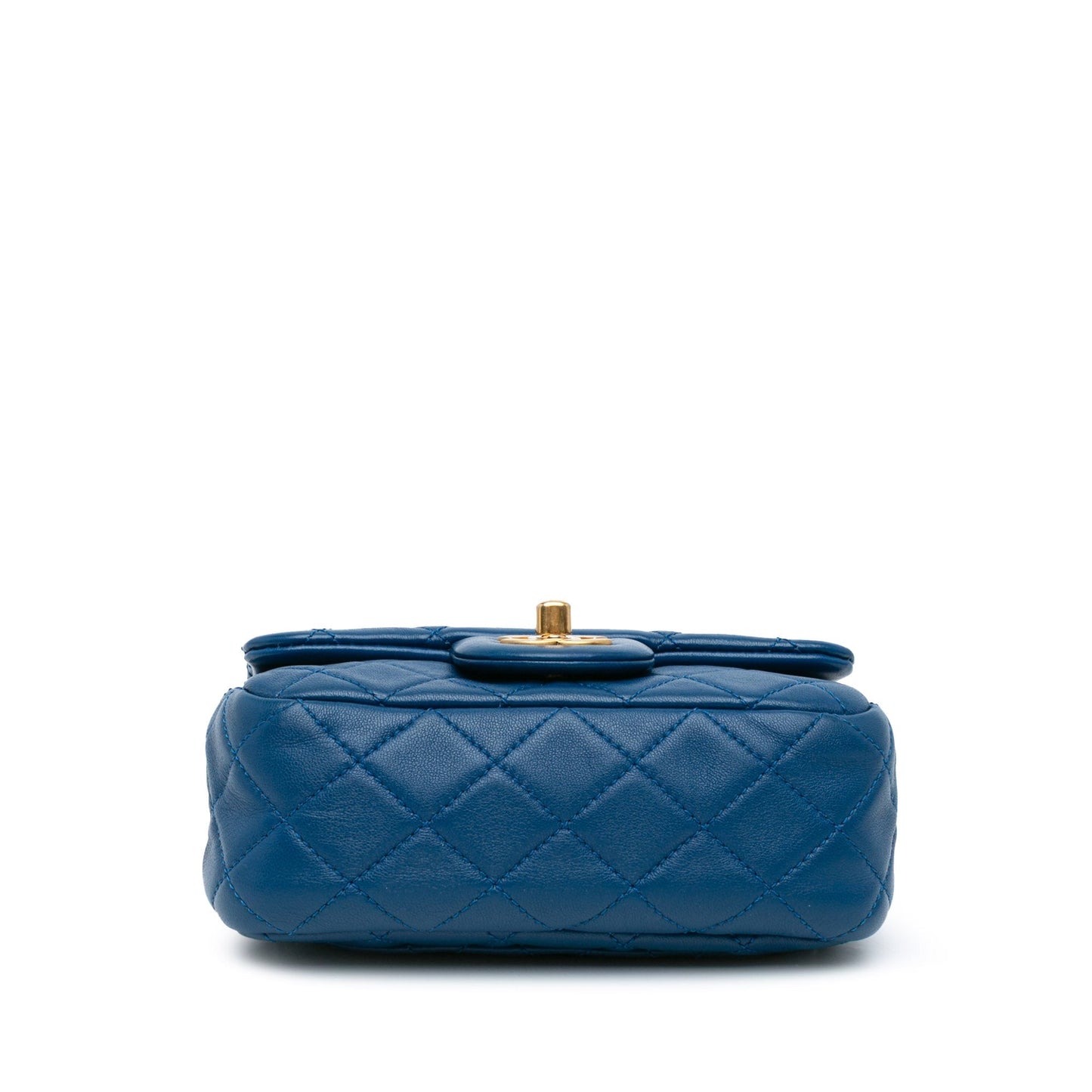 Blue Chanel Mini Square Classic Lambskin Pearl Crush Single Flap Crossbody Bag