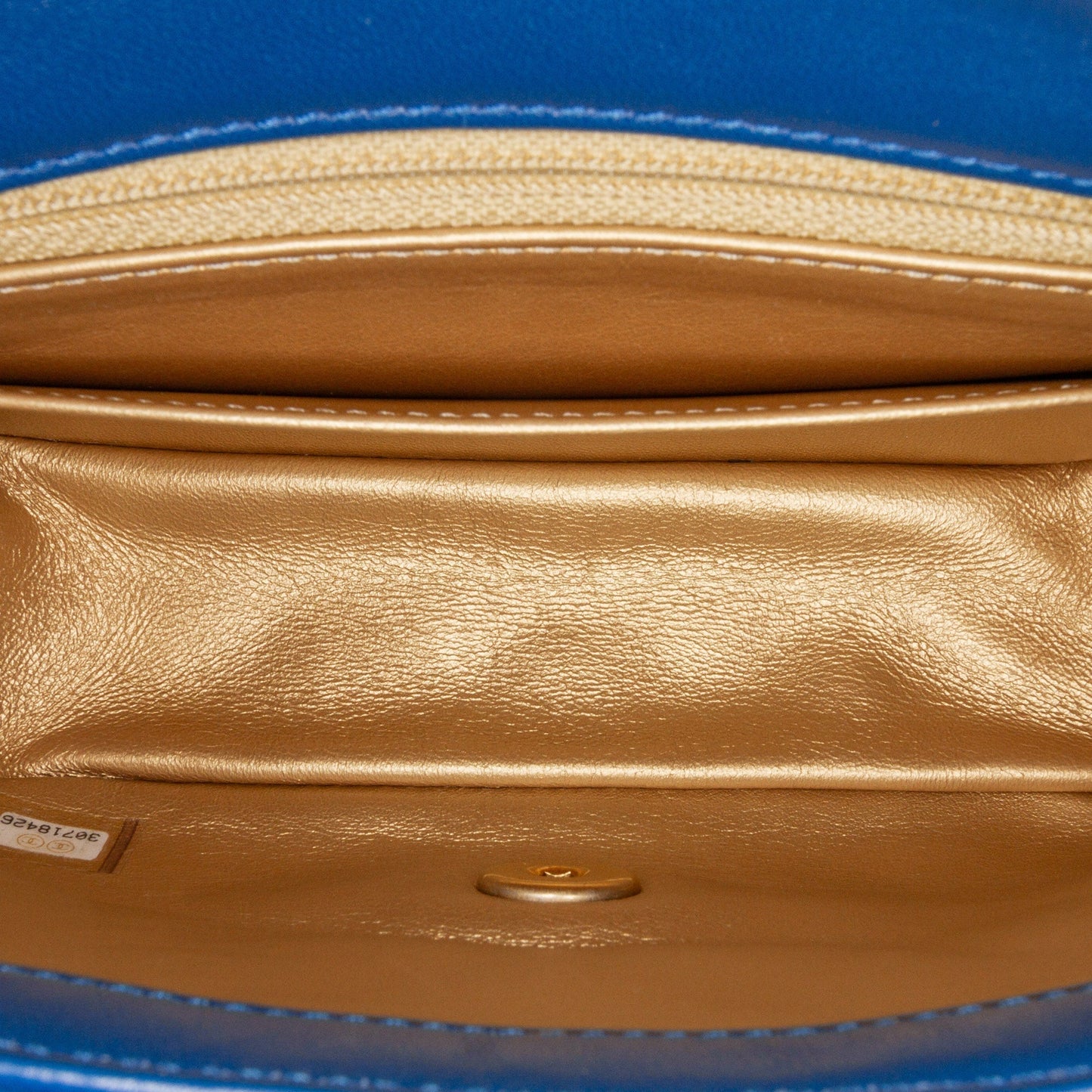 Blue Chanel Mini Square Classic Lambskin Pearl Crush Single Flap Crossbody Bag