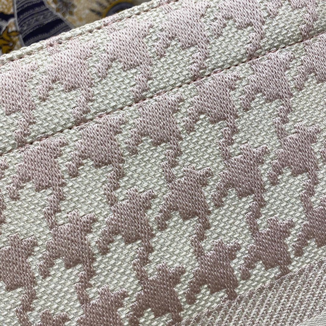 Top Quality Large Book Tote Pale Pink Houndstooth Embroidery, Pink, For Women Womens Handbags, Shoulder Bags, 42cm CD