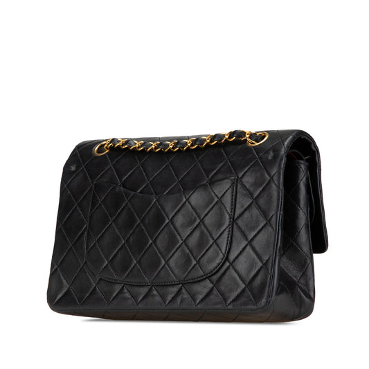 Black Chanel Medium Classic Lambskin Double Flap Shoulder Bag