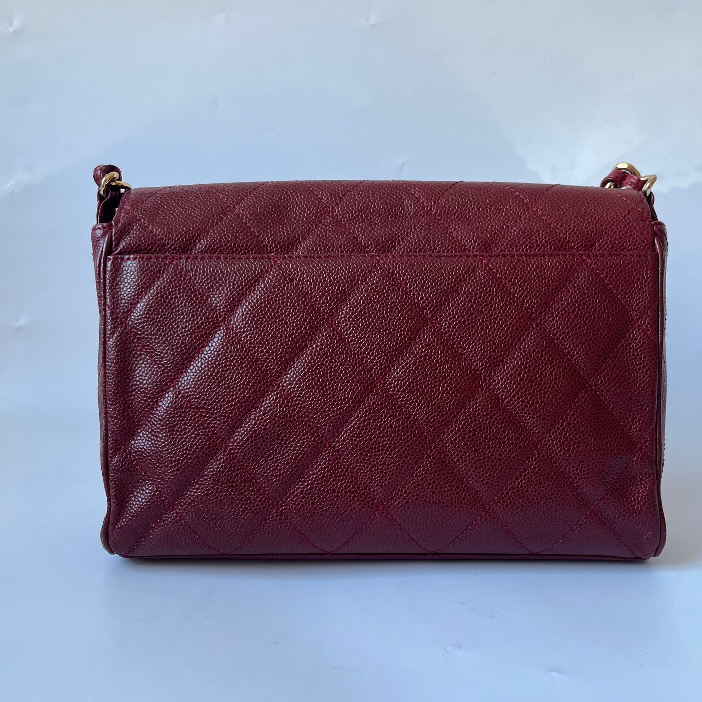 Chanel   Burgundy Caviar Leather Shoulder Bag 24k Gold HW