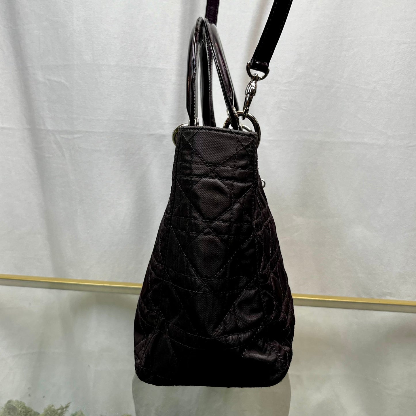 Dior Purple Nylon Cannage Lady Dior Satchel