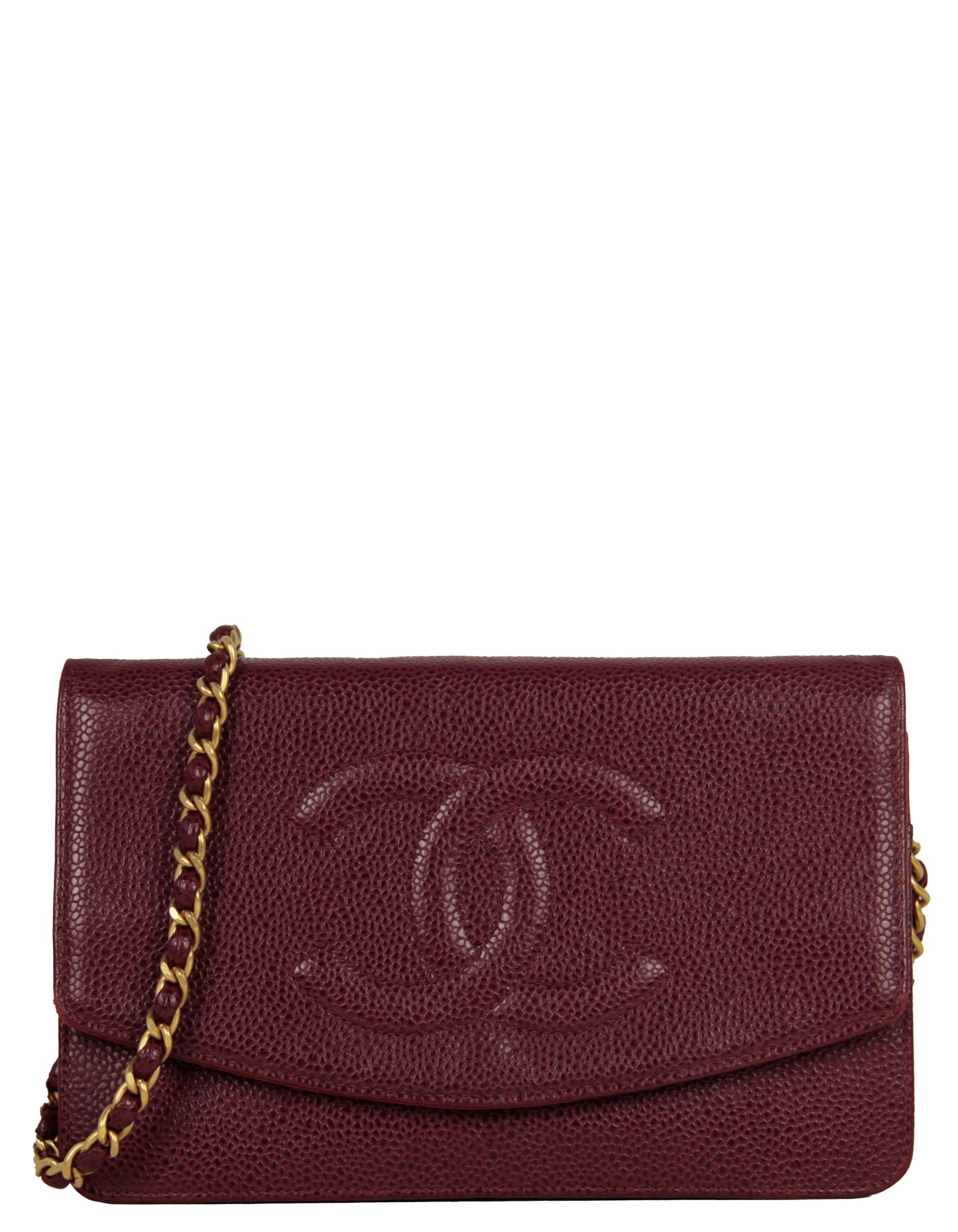 Chanel Red Caviar Timeless CC Wallet on Chain WOC Crossbody Bag