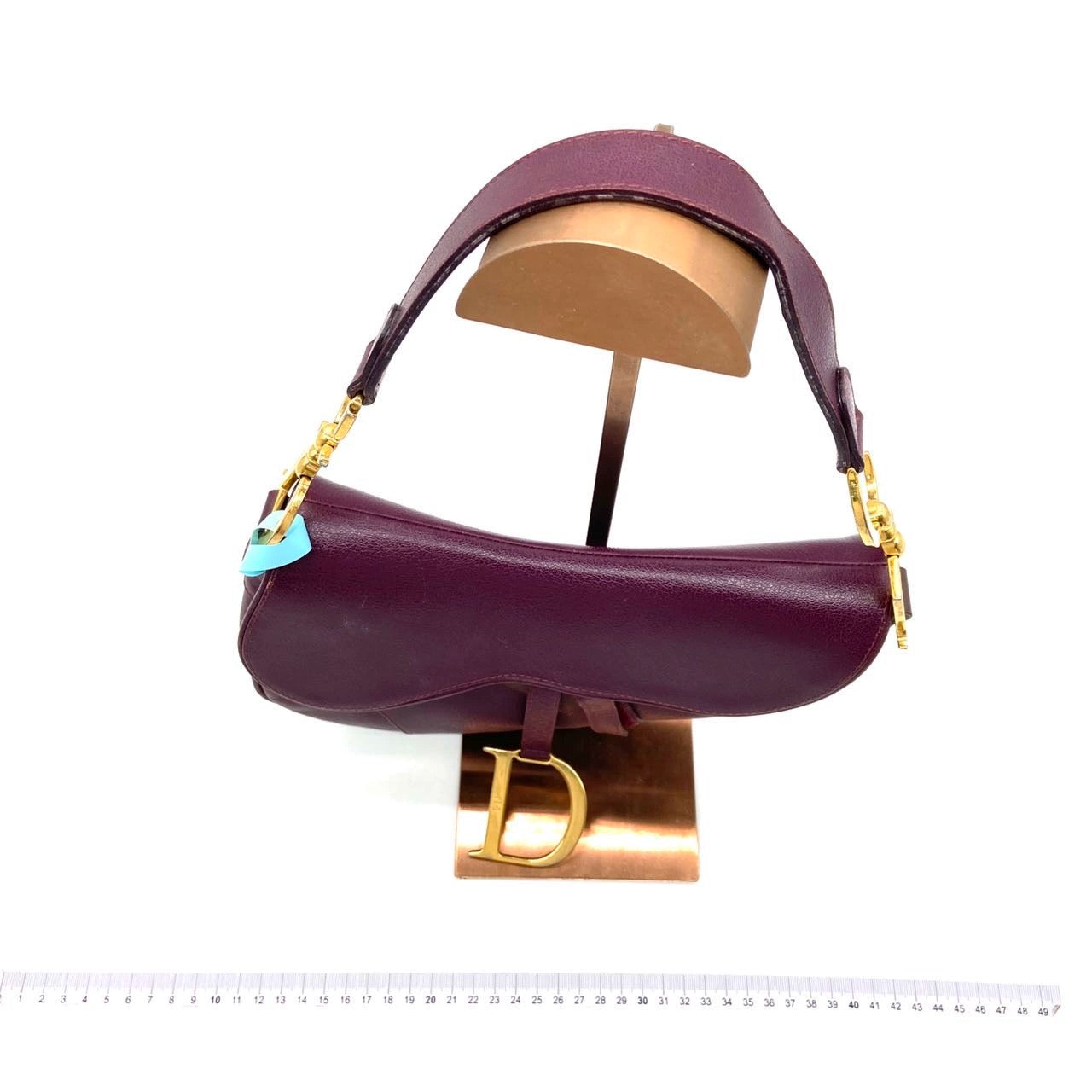 Dior Saddle   Burgundy Purple Wine Calfskin Leather Gold Hardware Shoulder Bag