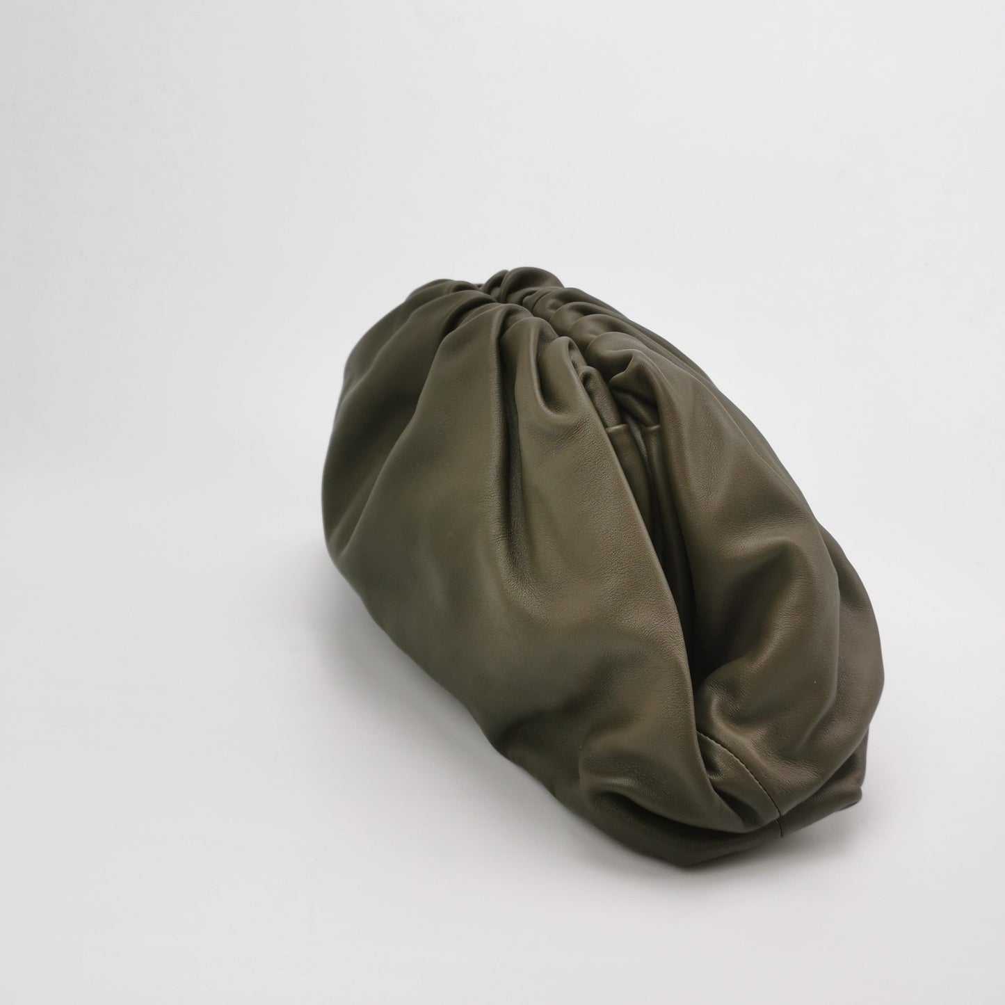 Bottega Veneta Pouch Calfskin Leather Dark Green Large