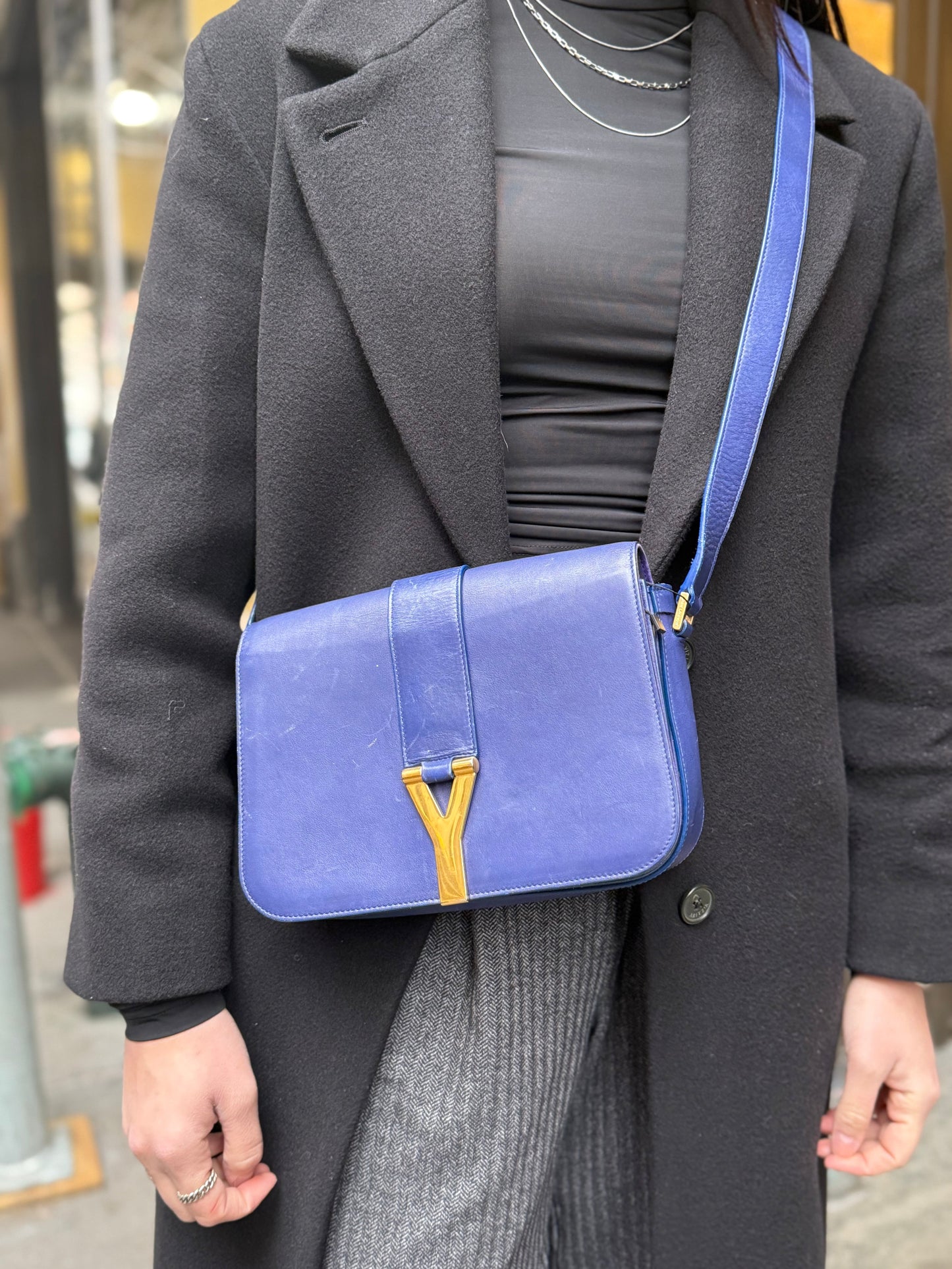Saint Laurent Chyc Royal Blue Leather Crossbody