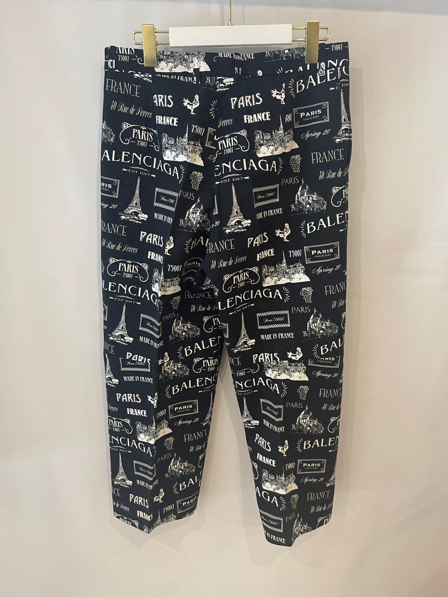 Balenciaga Black and White Paris Resto Straight-Leg Tro rs Size IT 46 (UK 14)