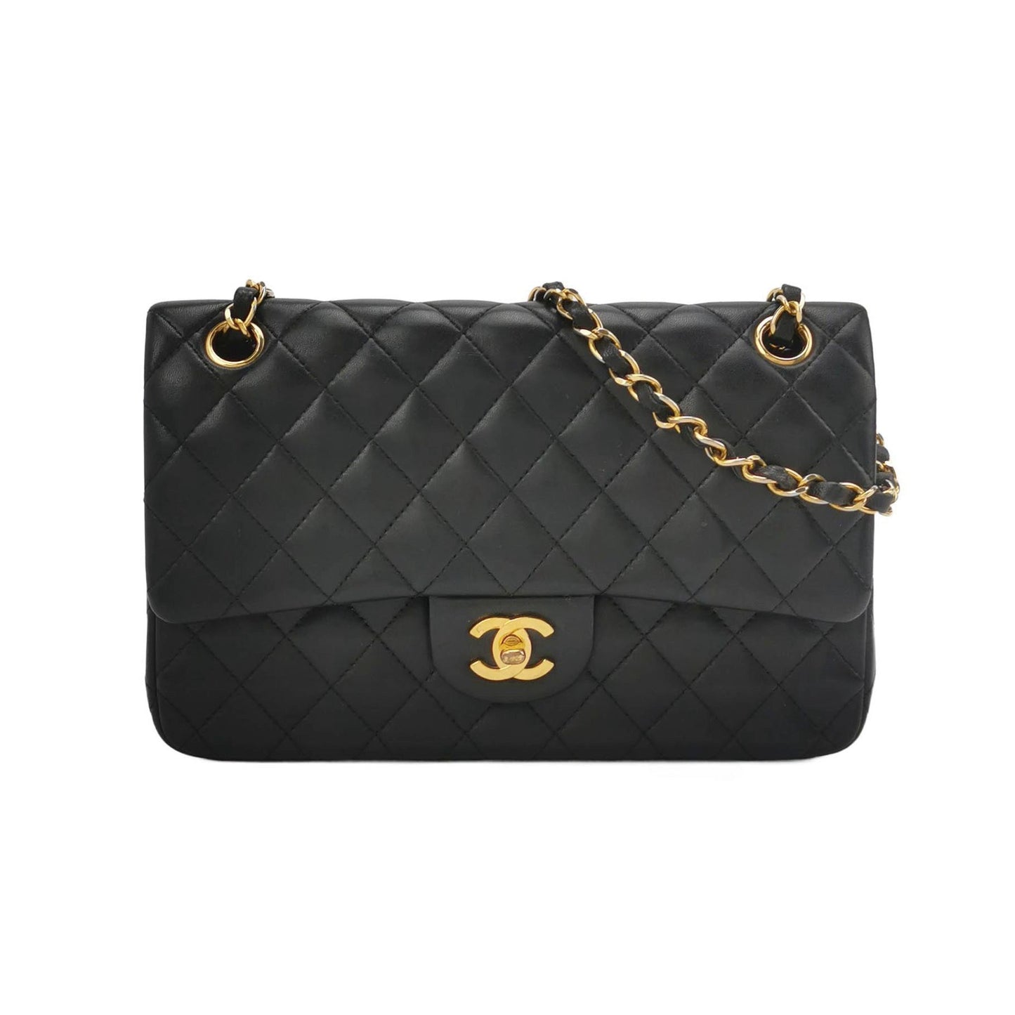 Chanel Classic Flap   Medium Black Lambskin Leather with 24k Gold HW, 1991-1994