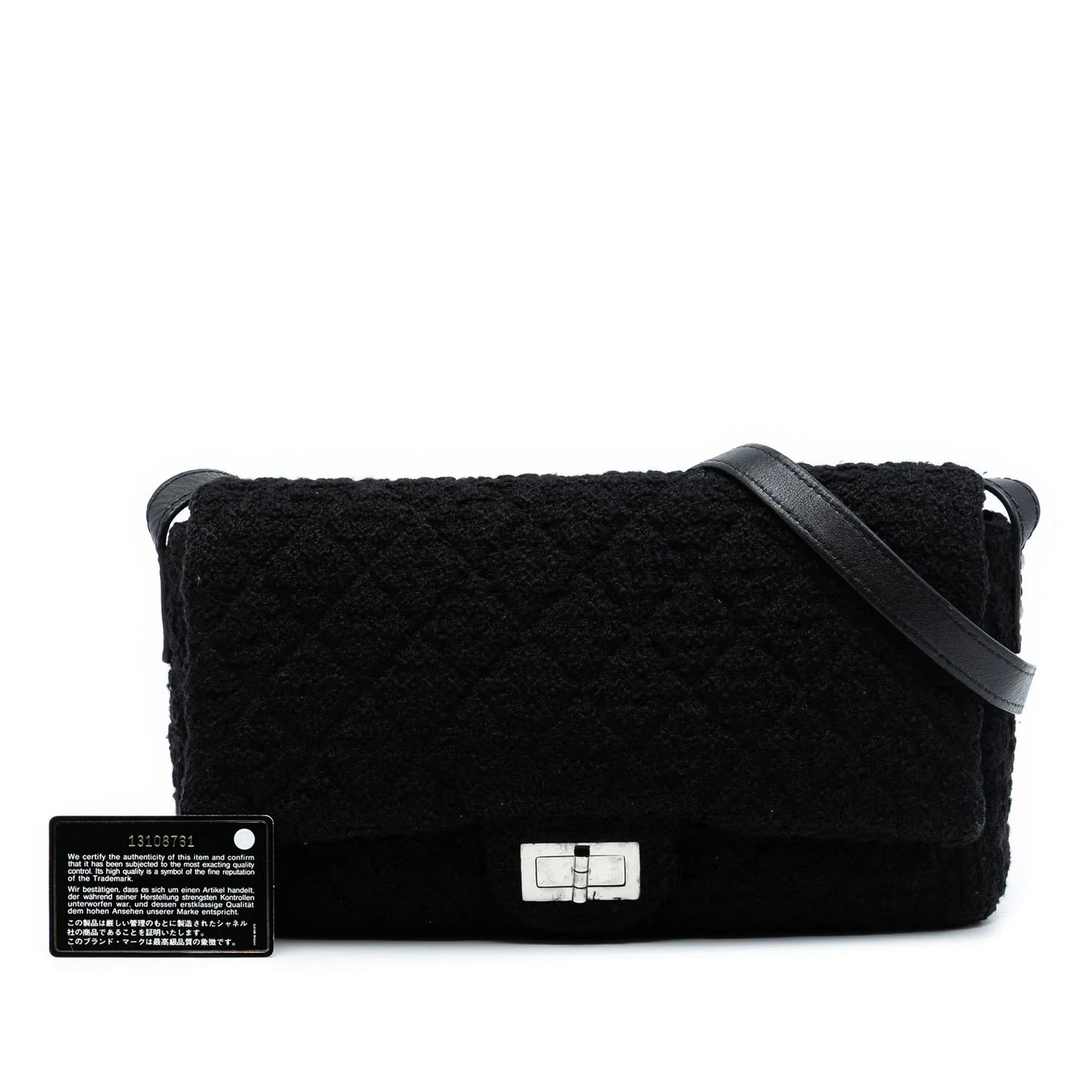 Black Chanel Jumbo Reissue 2.55 Quilted Tweed Easy Messenger Flap Crossbody Bag