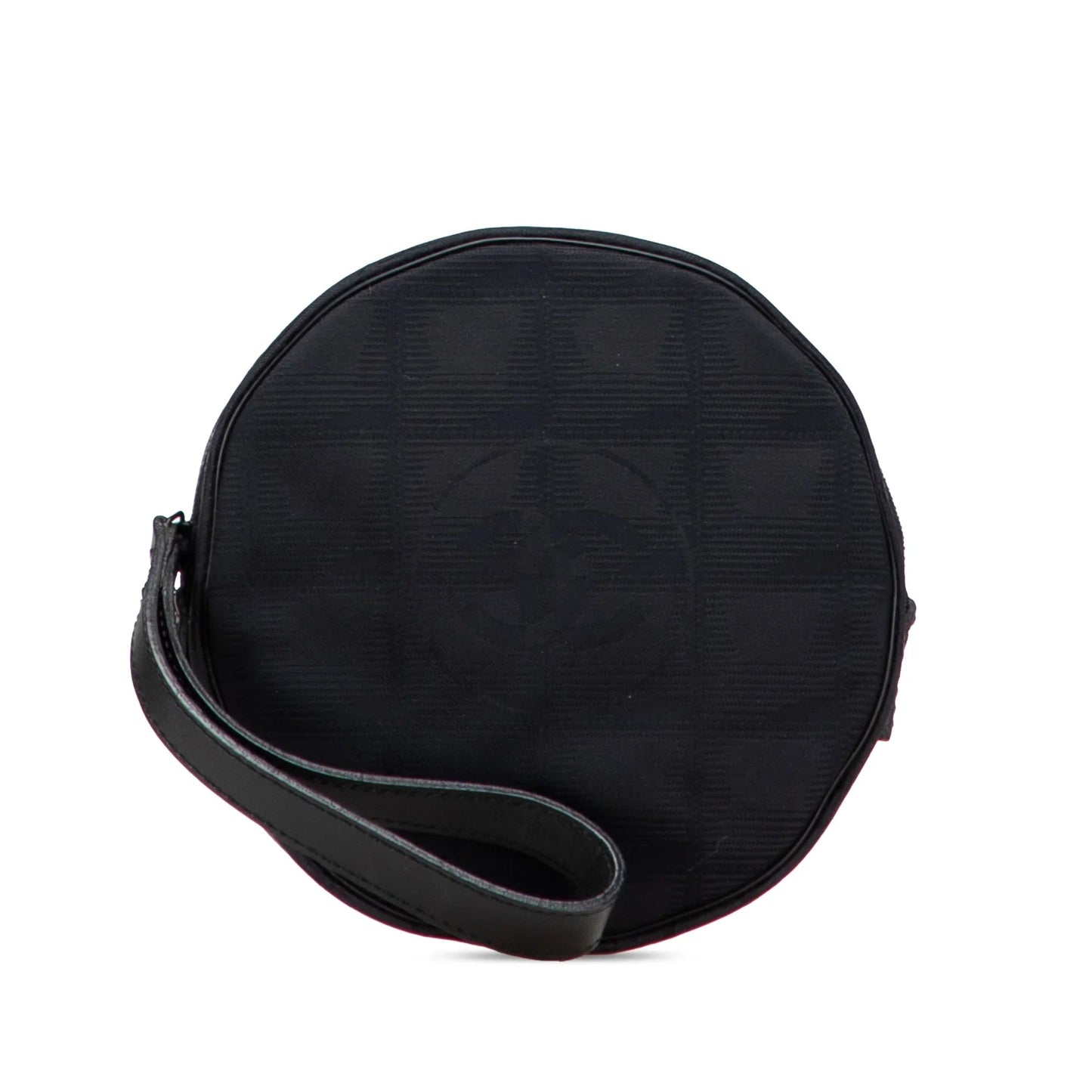 Black Chanel New Travel Line Nylon Round Pouch