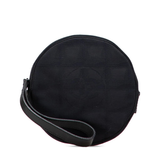 Black Chanel New Travel Line Nylon Round Pouch