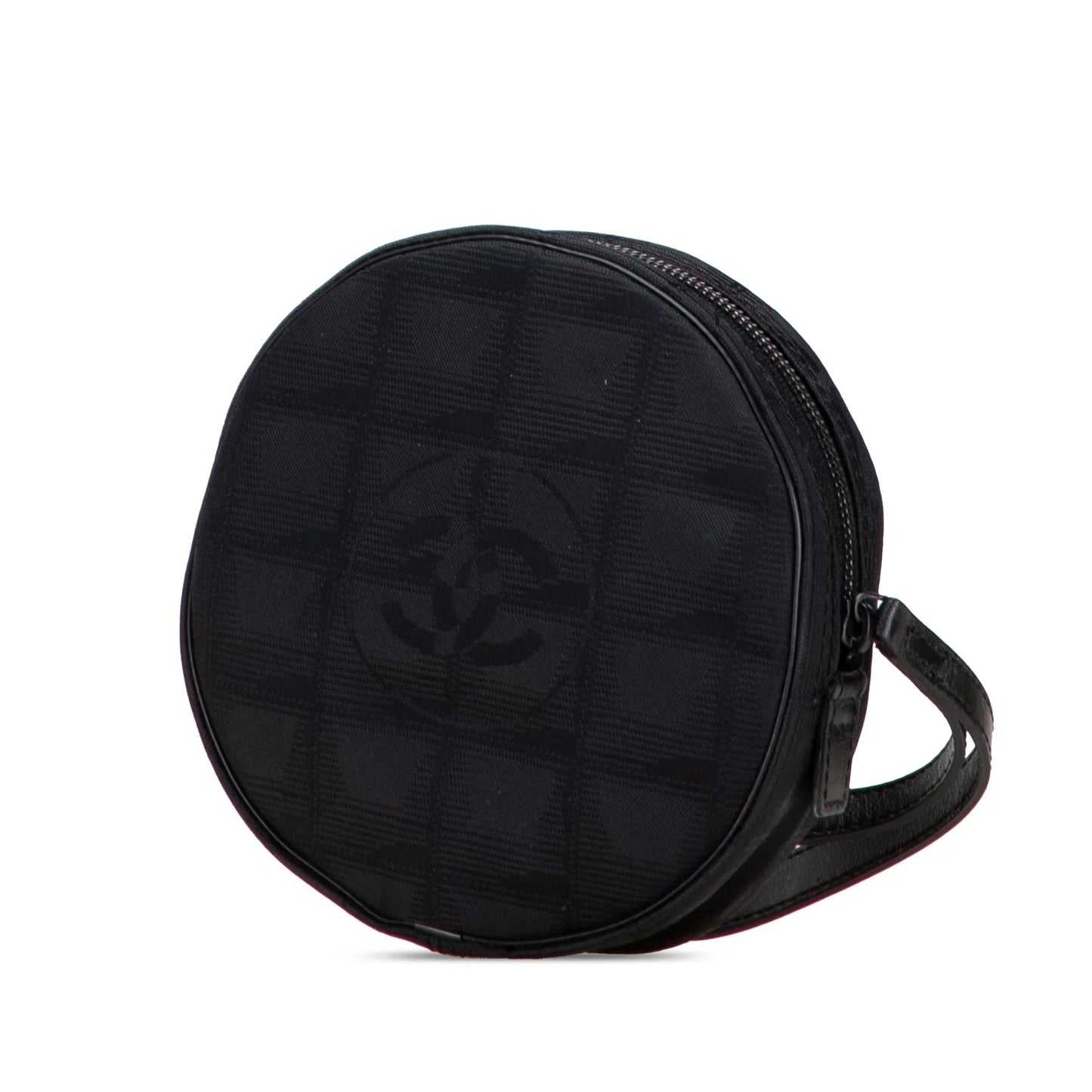 Black Chanel New Travel Line Nylon Round Pouch