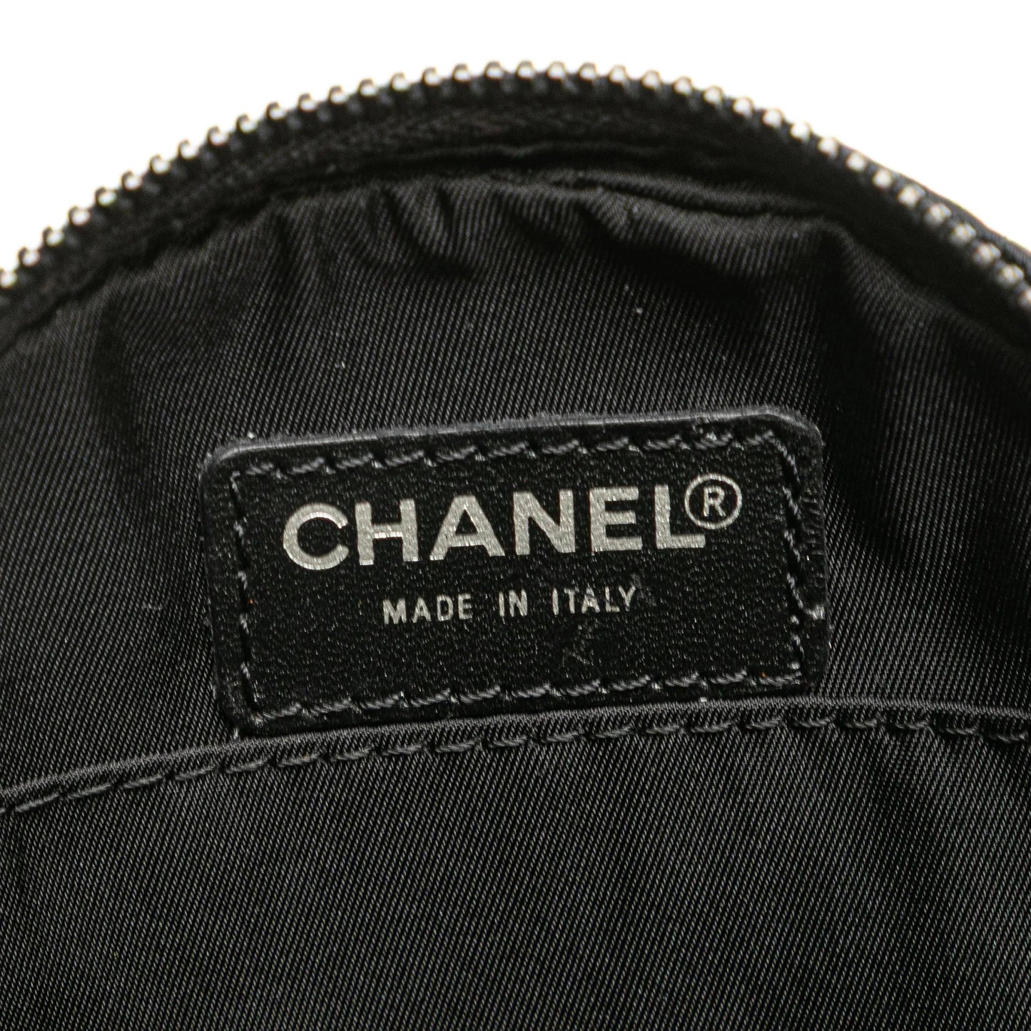 Black Chanel New Travel Line Nylon Round Pouch