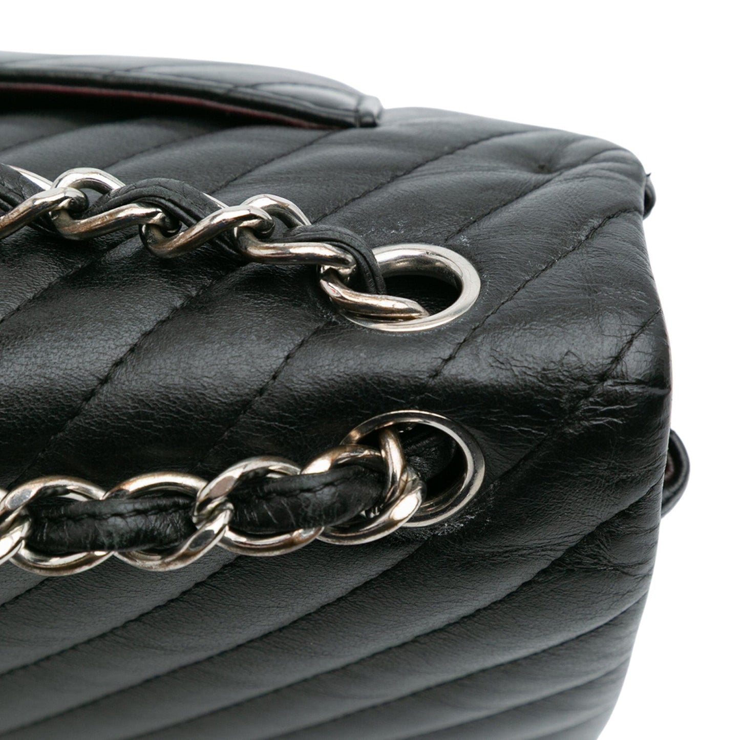Black Chanel Jumbo Classic Chevron Lambskin Double Flap Shoulder Bag