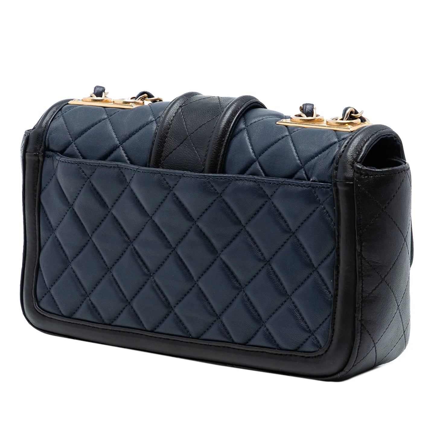 Blue Chanel Medium Bicolor Quilted Lambskin Elegant CC Flap Crossbody Bag