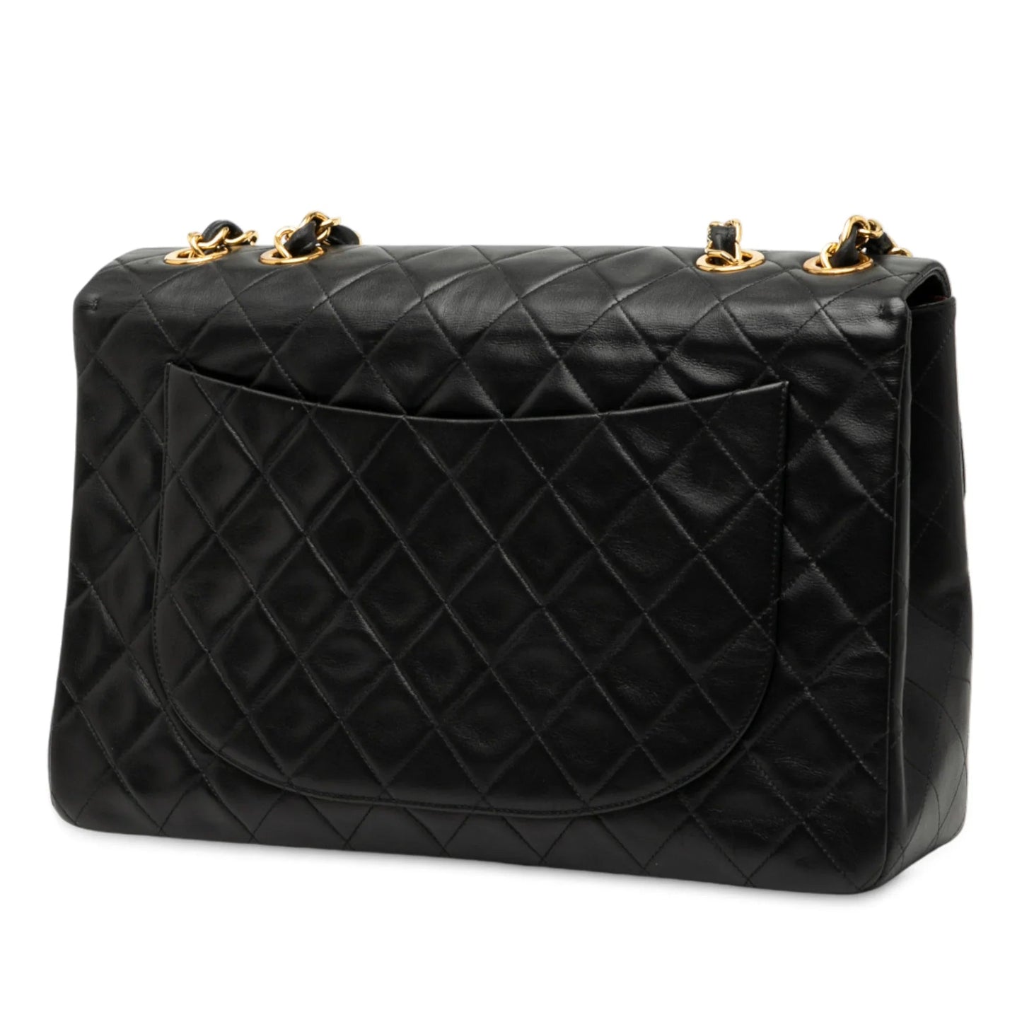 Black Chanel Maxi XL Classic Lambskin Single Flap Shoulder Bag