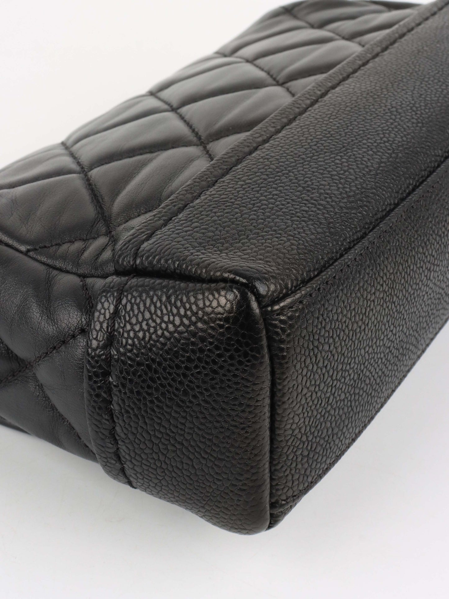 Chanel Black Quilted Lambskin & Caviar CC Flap Bag SHW.