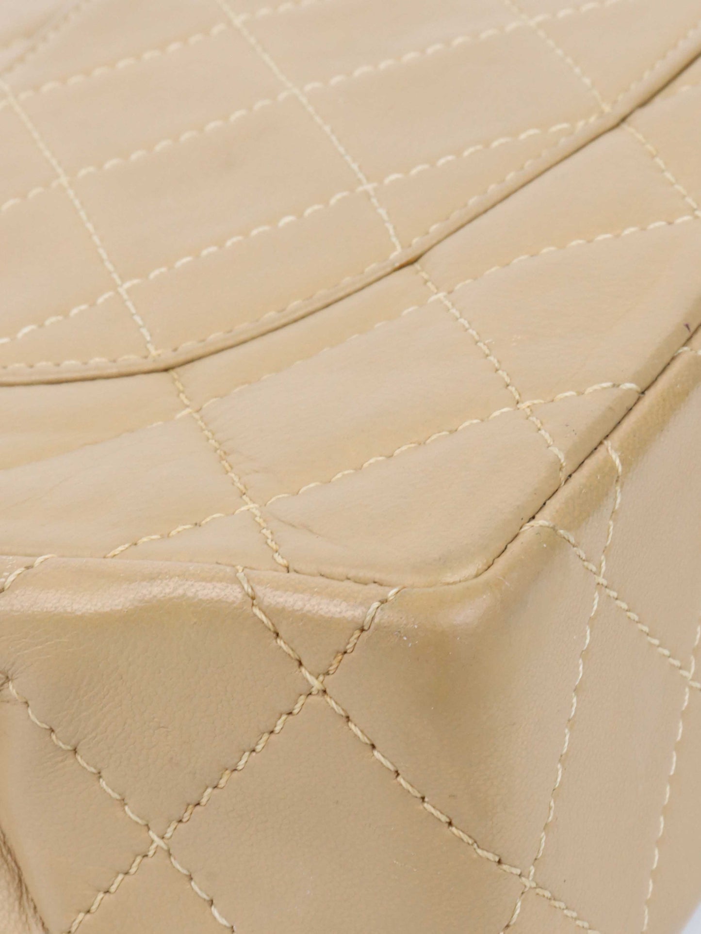 Chanel   Two Toned Beige Flap Bag.