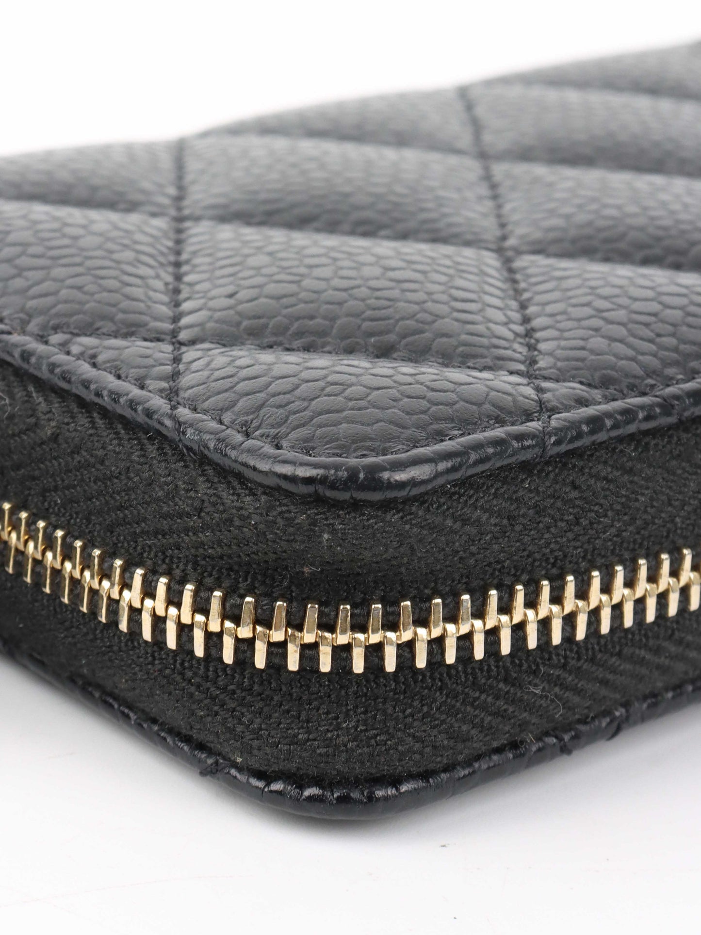 Chanel Black Caviar Zip Card Holder.