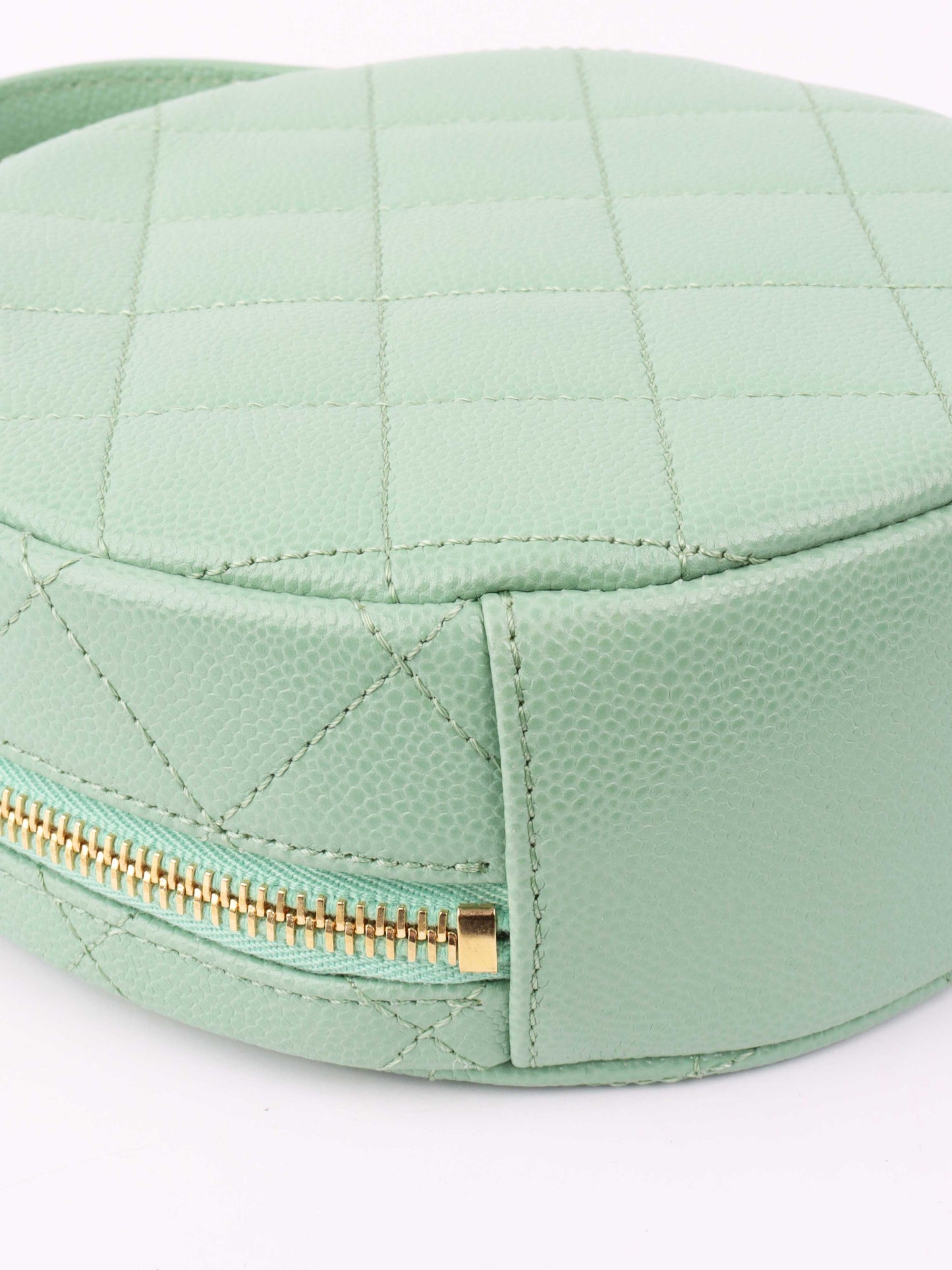 Chanel Green Round Vanity Bag.