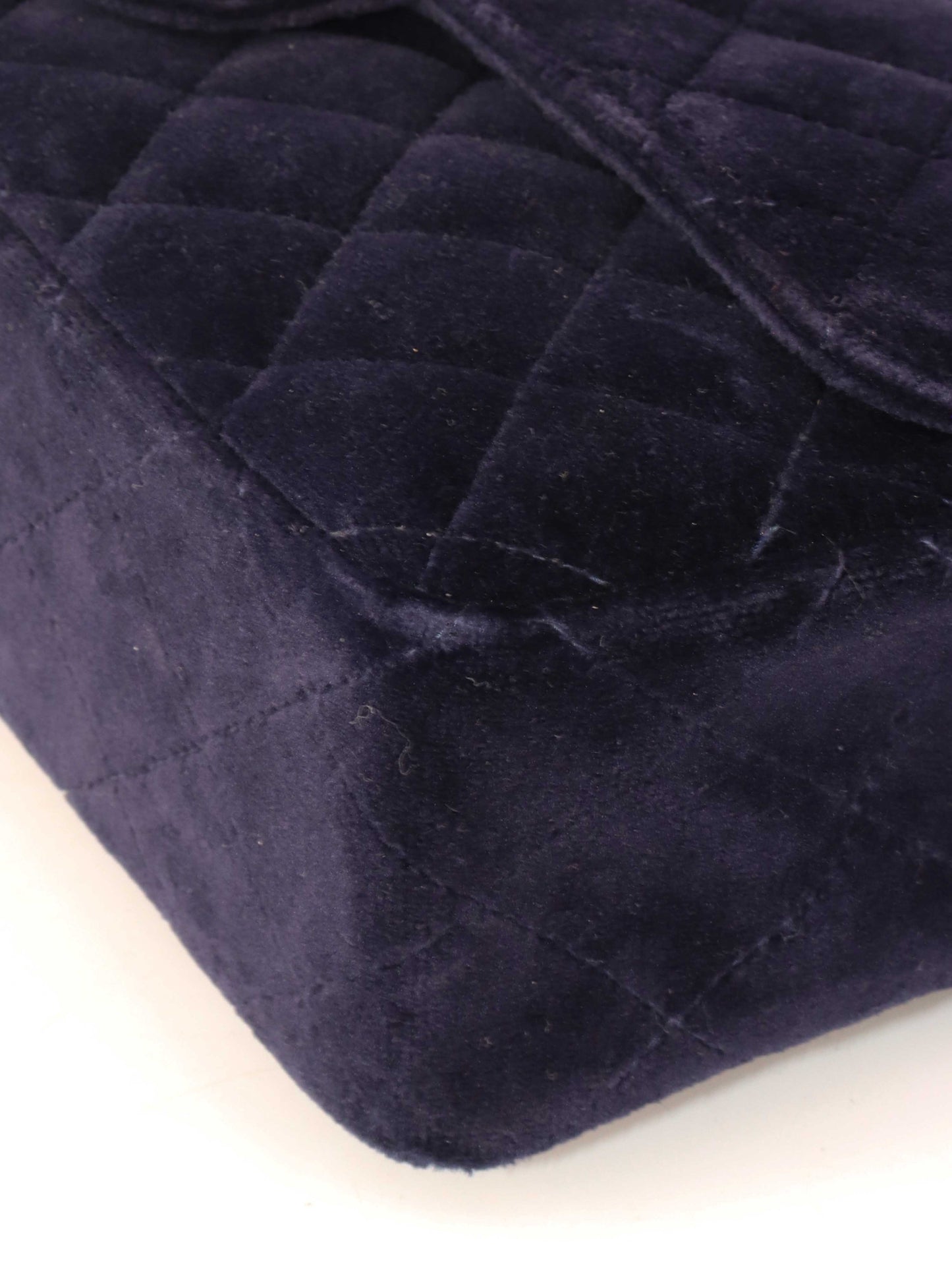 Chanel   Navy Velvet Classic Flap Backpack.