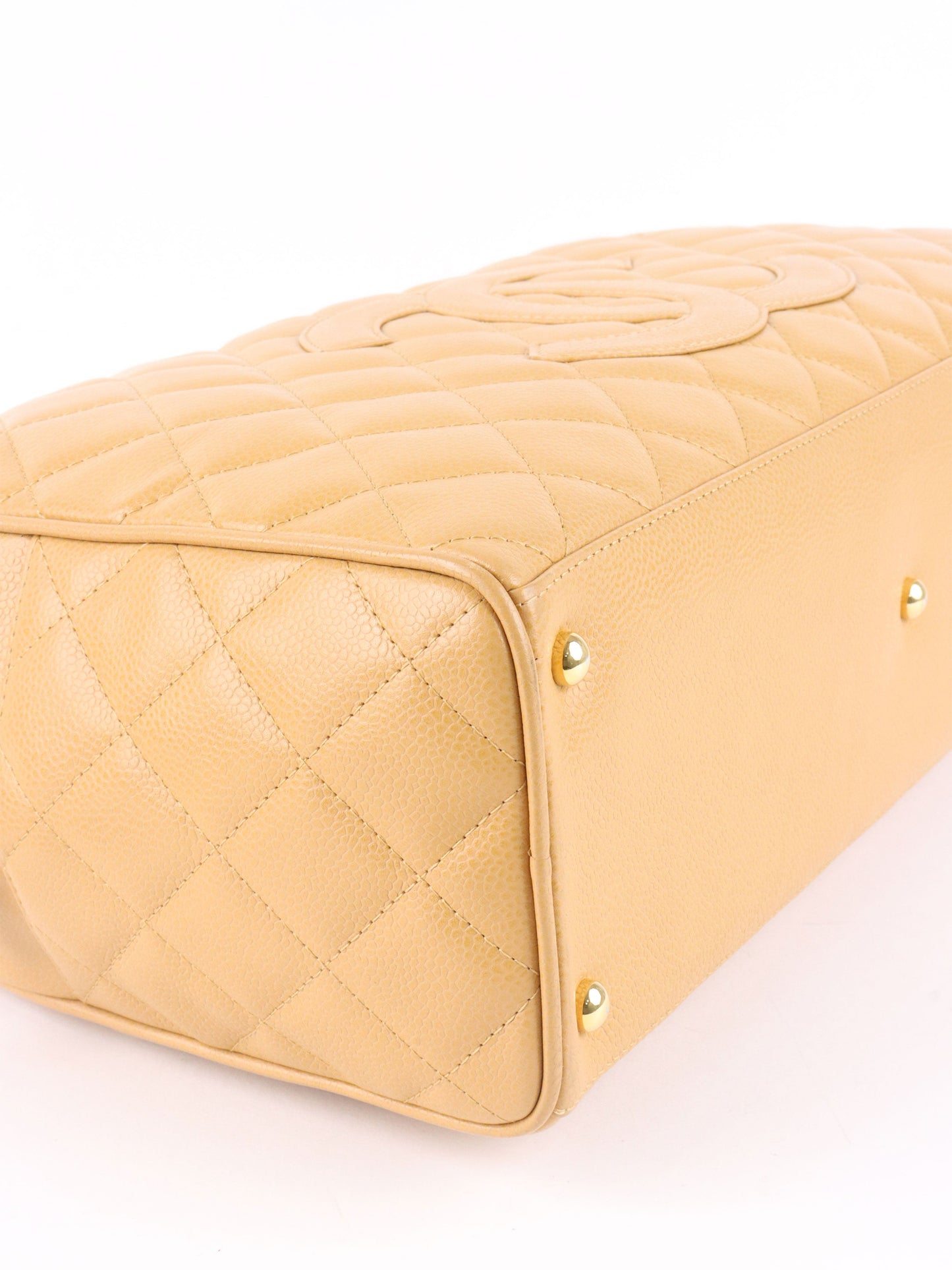 Chanel Beige Caviar Bowling Bag.