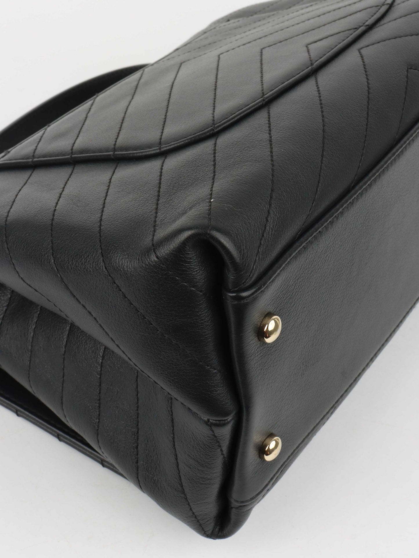 Chanel Black Chevron Chic Top Handle Flap Bag LGHW.