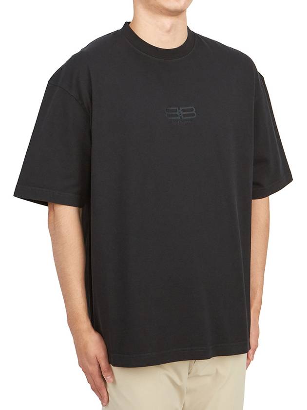 Luxury Balenciaga Trending 2025 Embroidered BB Logo Short Sleeve T-Shirt Black