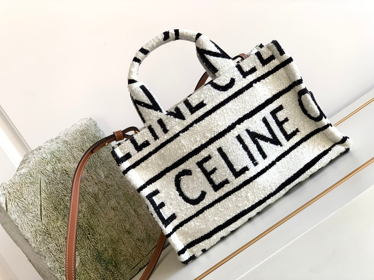 Top Quality Small Cabas Thais In Textile With Top Quality All-Over White / Black For Women 11in/29cm 199162EG8.01WB