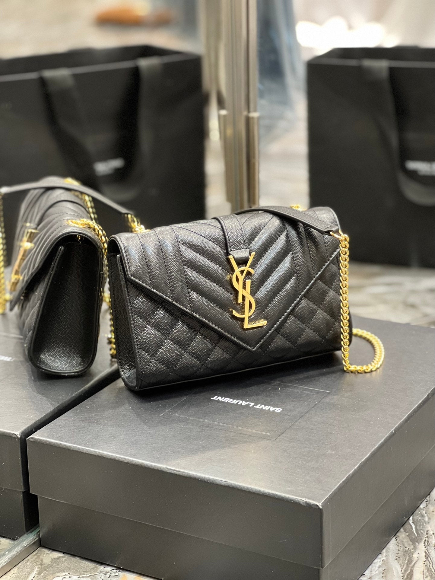 YSSL Small Bag Black In Mix Matelasse For Women 8in/21cm YSL 600195BOW911000
