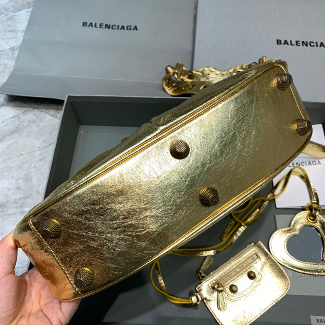 Top Quality Le Cagole XS Shoulder Bag In Gold, For Women,  Bags 13in/33cm