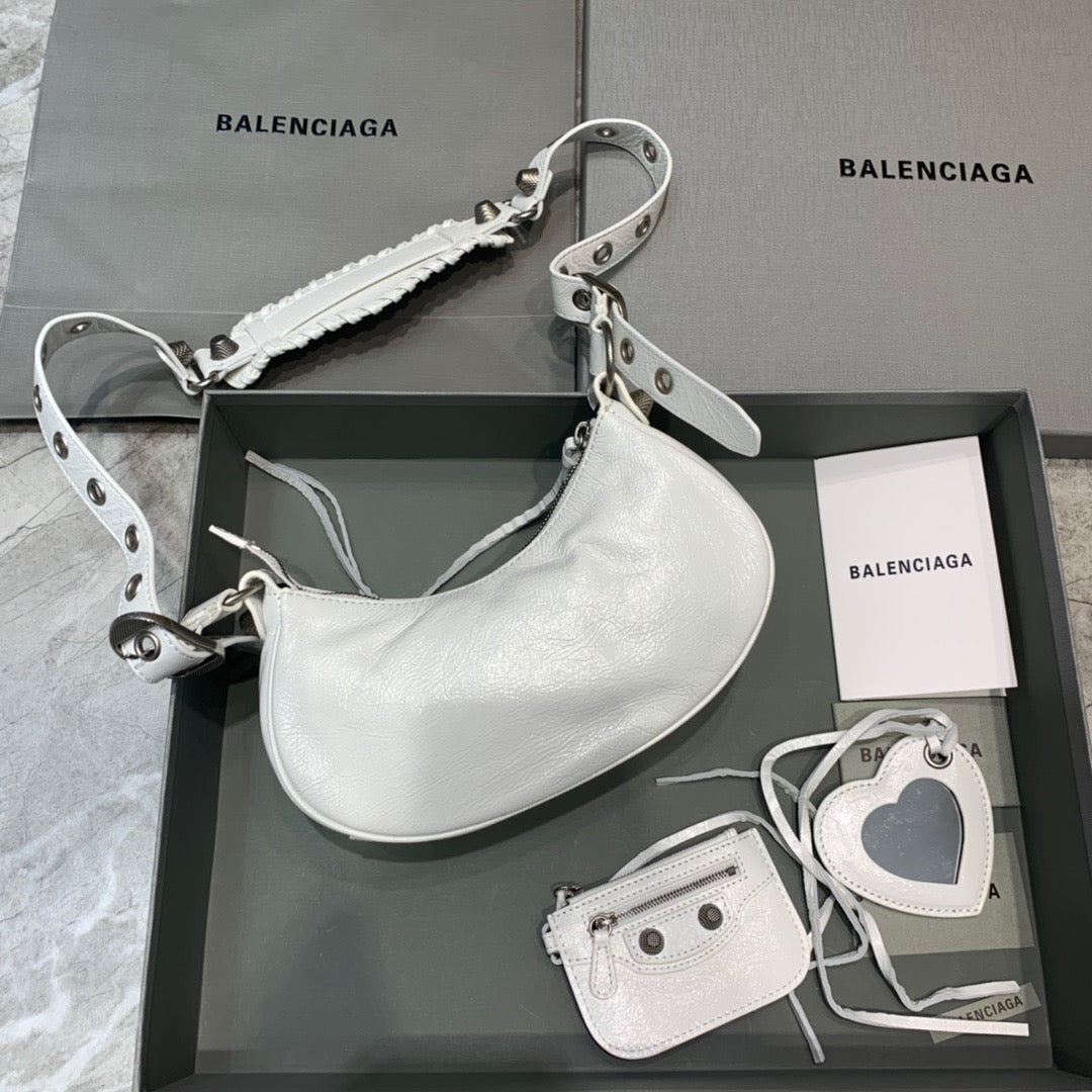 Top Quality Le Cagole XS Shoulder Bag In Light White, For Women,  Bags 10.2in/26cm 6713091VG9Y9104