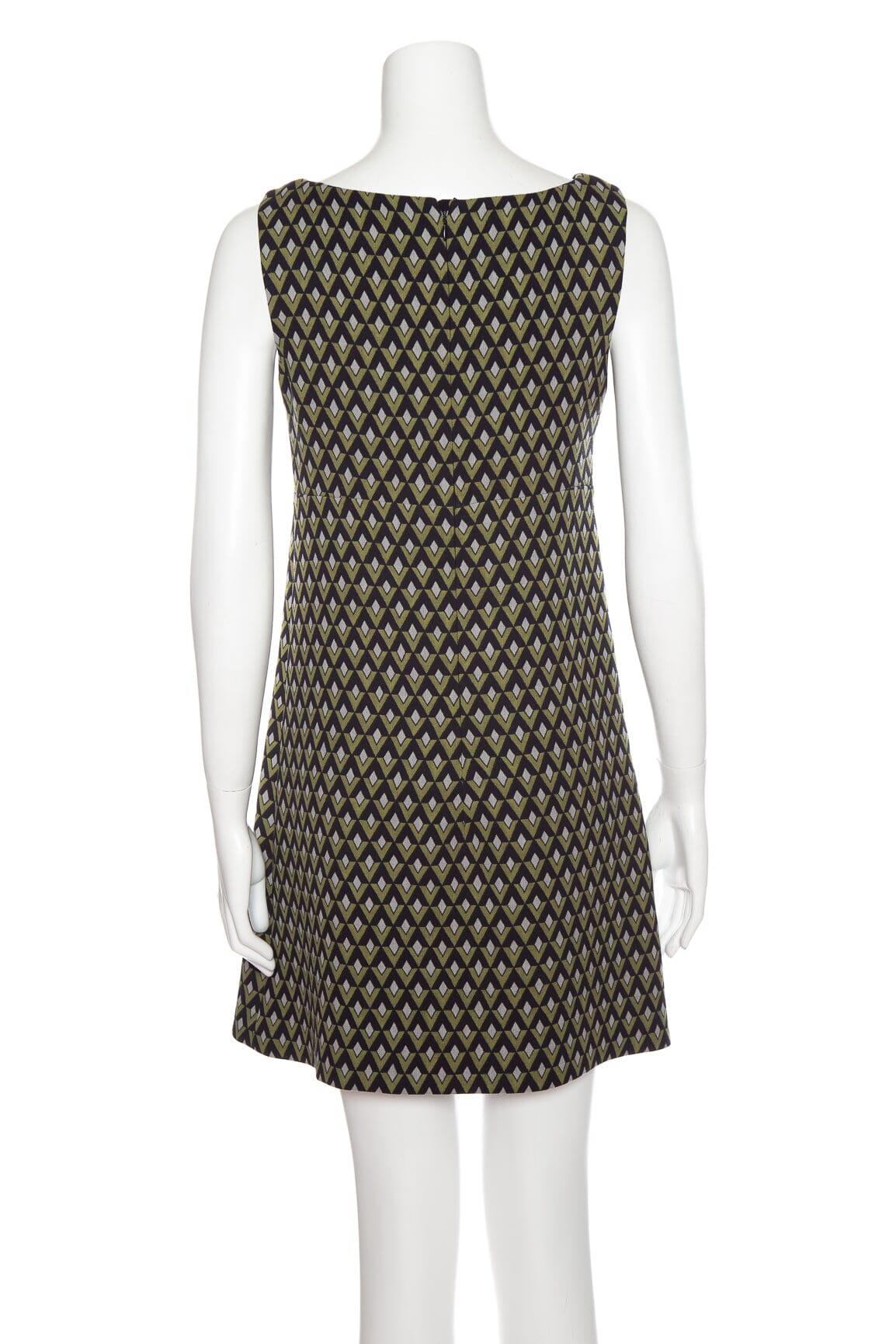 Prada Green and Black Geometric Pattern Mini Dress SZ 40