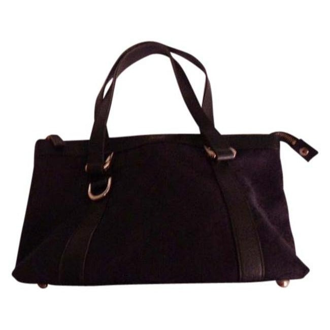 Gucci   Black Large Logo Print Canvas And Black Leather
