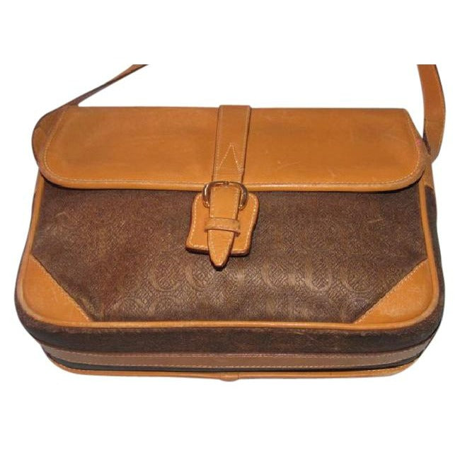 Gucci   Gucci Logo In Shades Of Brown Heavy Canvas And Camel Leather