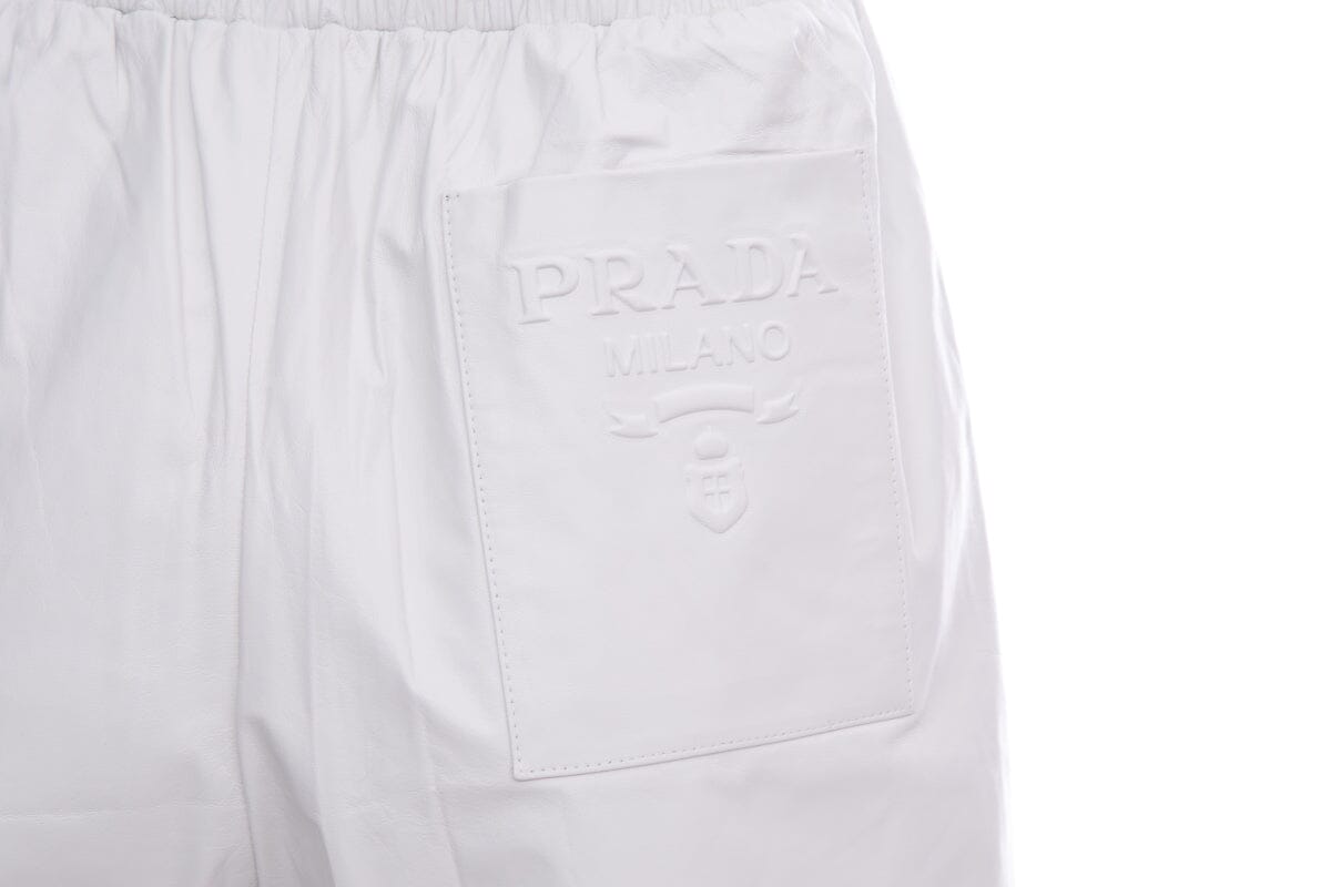 Prada White Leather Shorts SZ 38